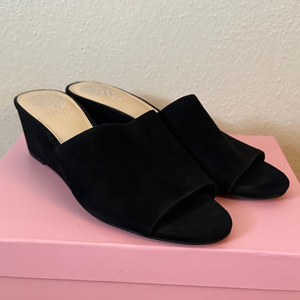 Vince Camuto Black Wedge Mules